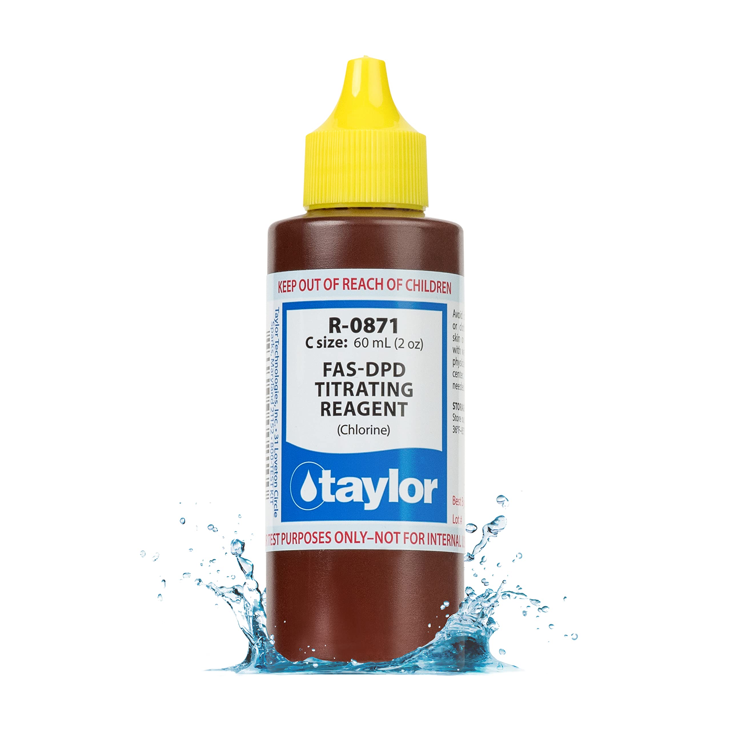 Taylor Technologies Fas-DPD titrating 2oz bottle for reliable chlorine testing with Taylor kits