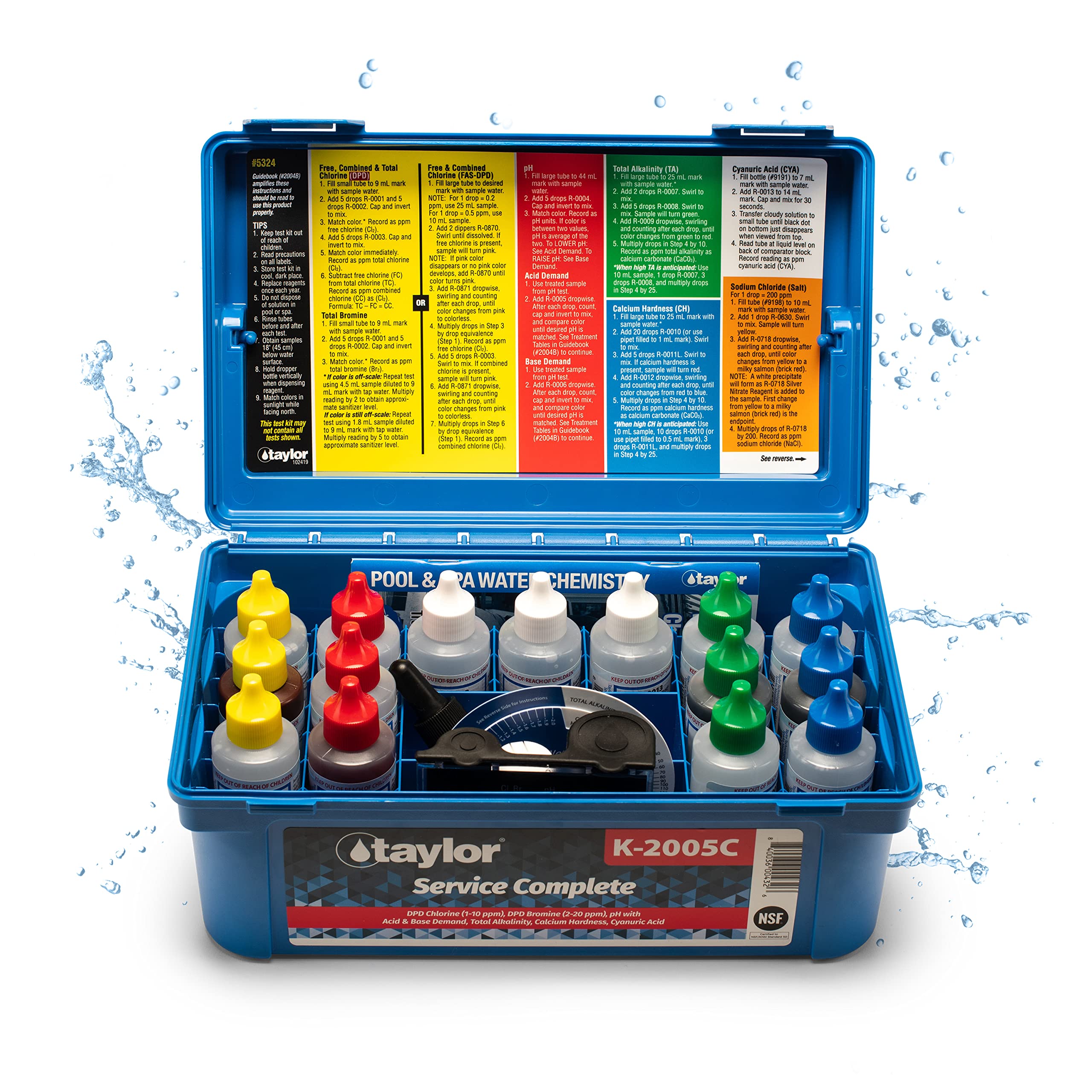 Taylor Technologies K-2005C complete kit case for quick at-a-glance pool testing.