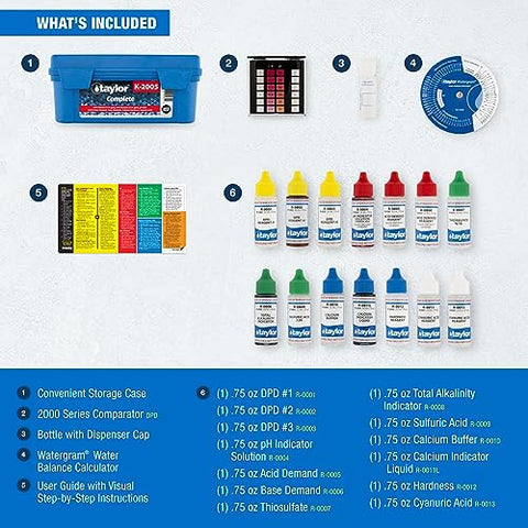 Taylor K-2005 color comparator tubes enable reliable pool readings.