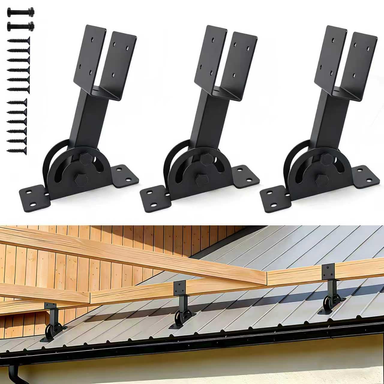 TAYORY roof riser brackets 3-pack in black for durable pergola support.