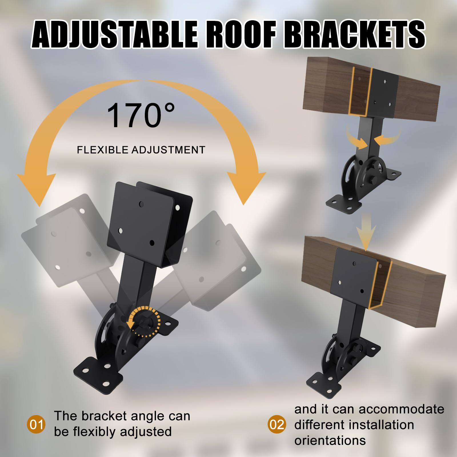 TAYORY weather-resistant steel brackets in black for outdoor use.