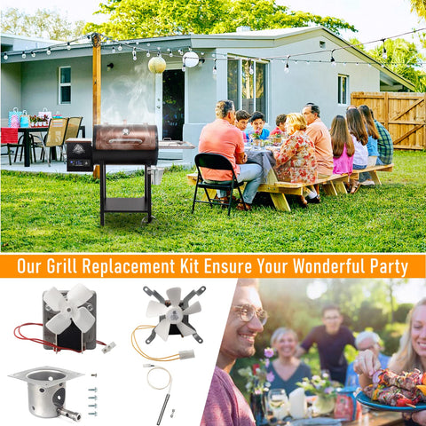 Tbgrepts induction fan ensures quiet operation and even smoke circulation inside the grill.