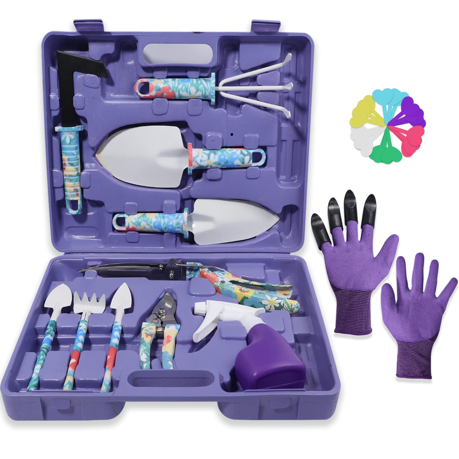 Tbltaca garden tool set floral print with comfortable grip for extended use.