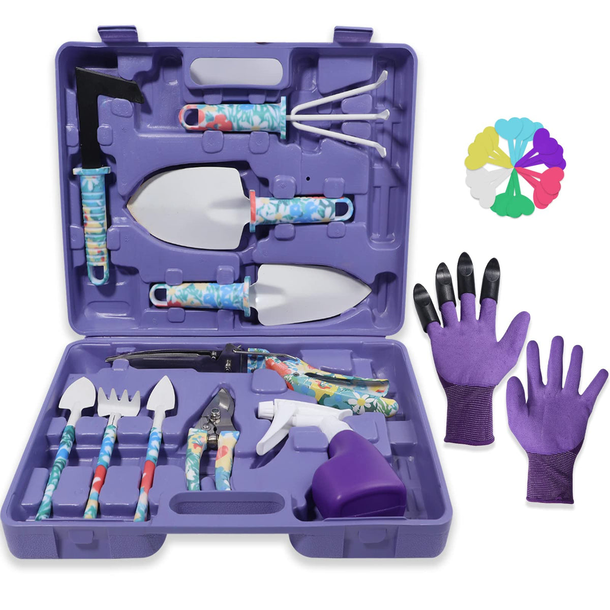 Tbltaca garden tool set floral print with comfortable grip for extended use.