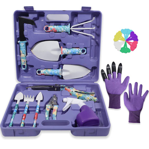 Tbltaca garden tool set floral print with comfortable grip for extended use.