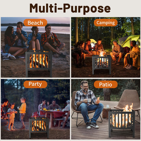 TBMLC square fire pit with black finish for modern outdoor aesthetics.
