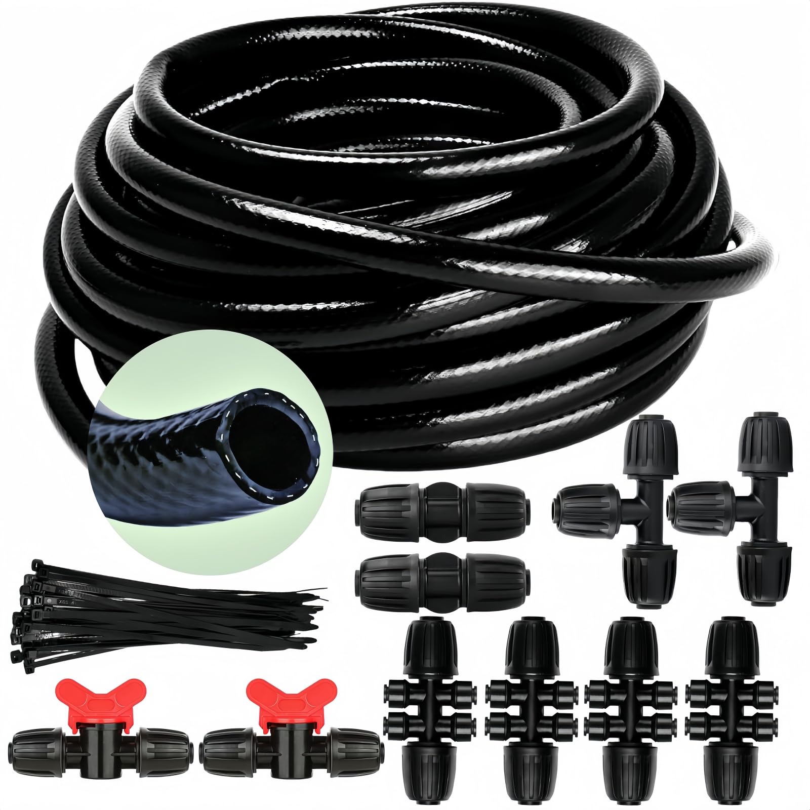 TBPA half-inch drip tubing 50ft coil for steady garden irrigation.