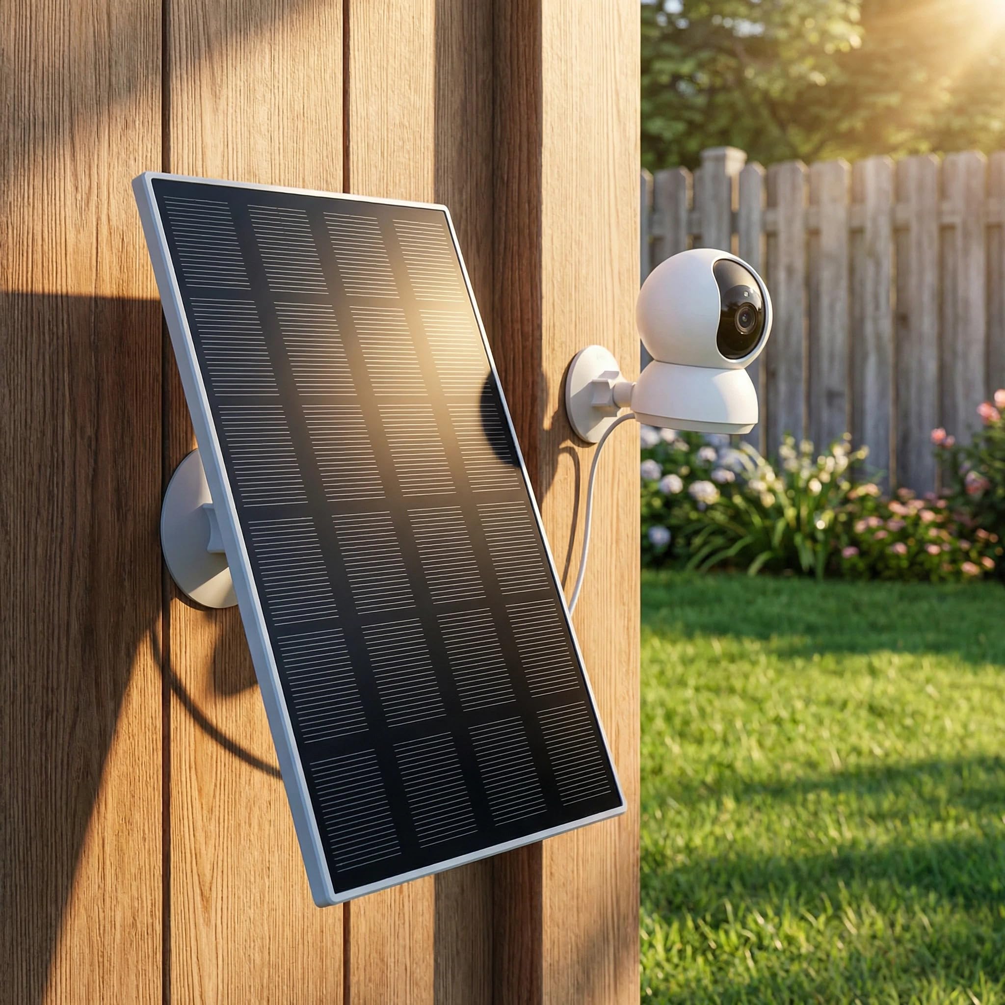 TBSHKFQGS solar panel keeps bird feeder cameras powered.