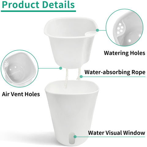 TCBWFY 3-inch self-watering pot outer reservoir keeps excess water safely stored.