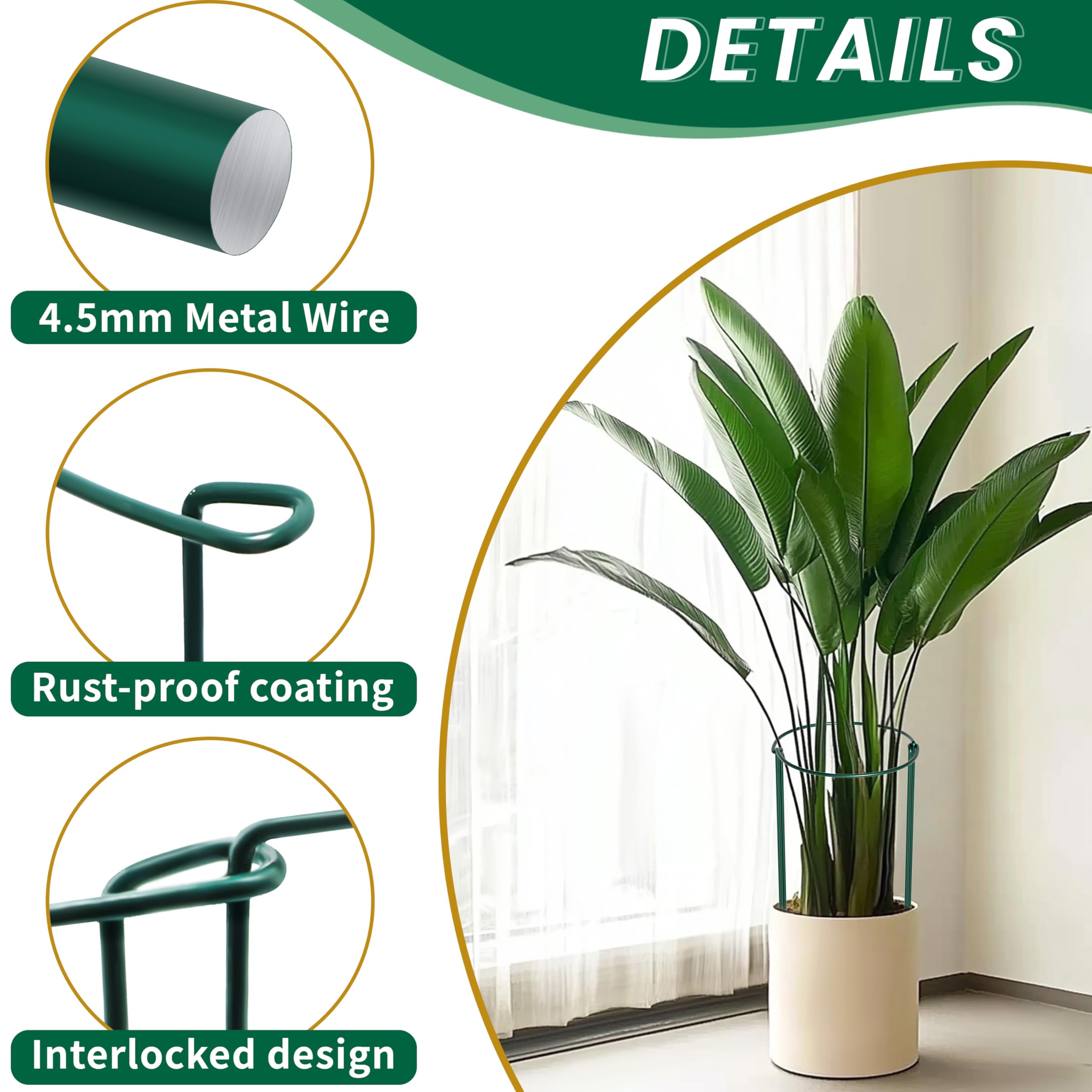 TCBWFY 4mm thick wire close-up emphasizes strength for tall plants