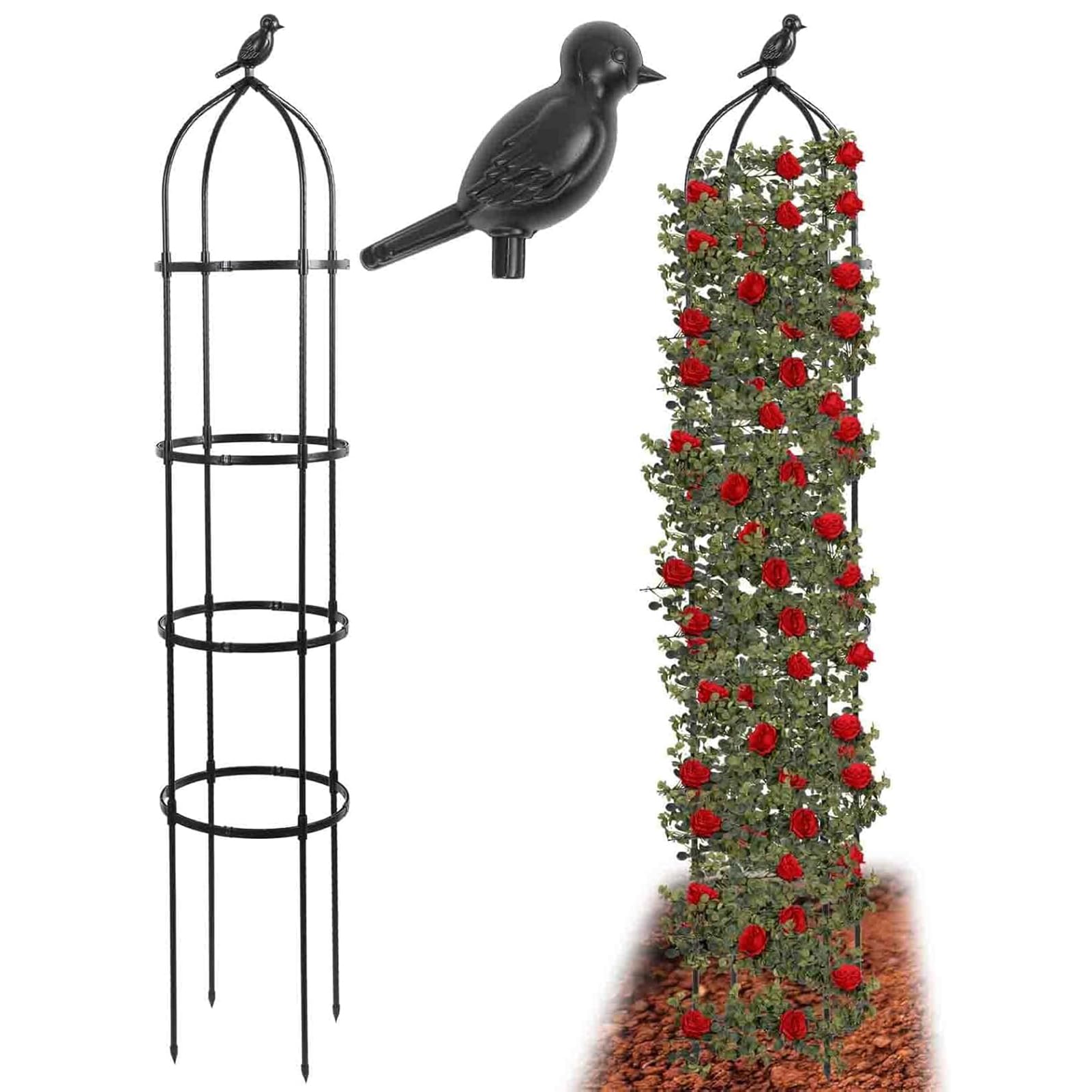 TCBWFY 6ft garden obelisk trellis front view supports climbing plants with vertical elegance.