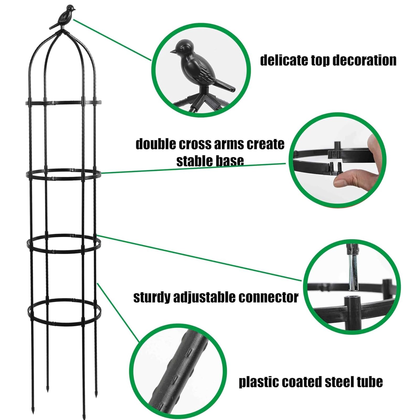 TCBWFY thickened tube detail highlights heavy-duty rustproof construction.