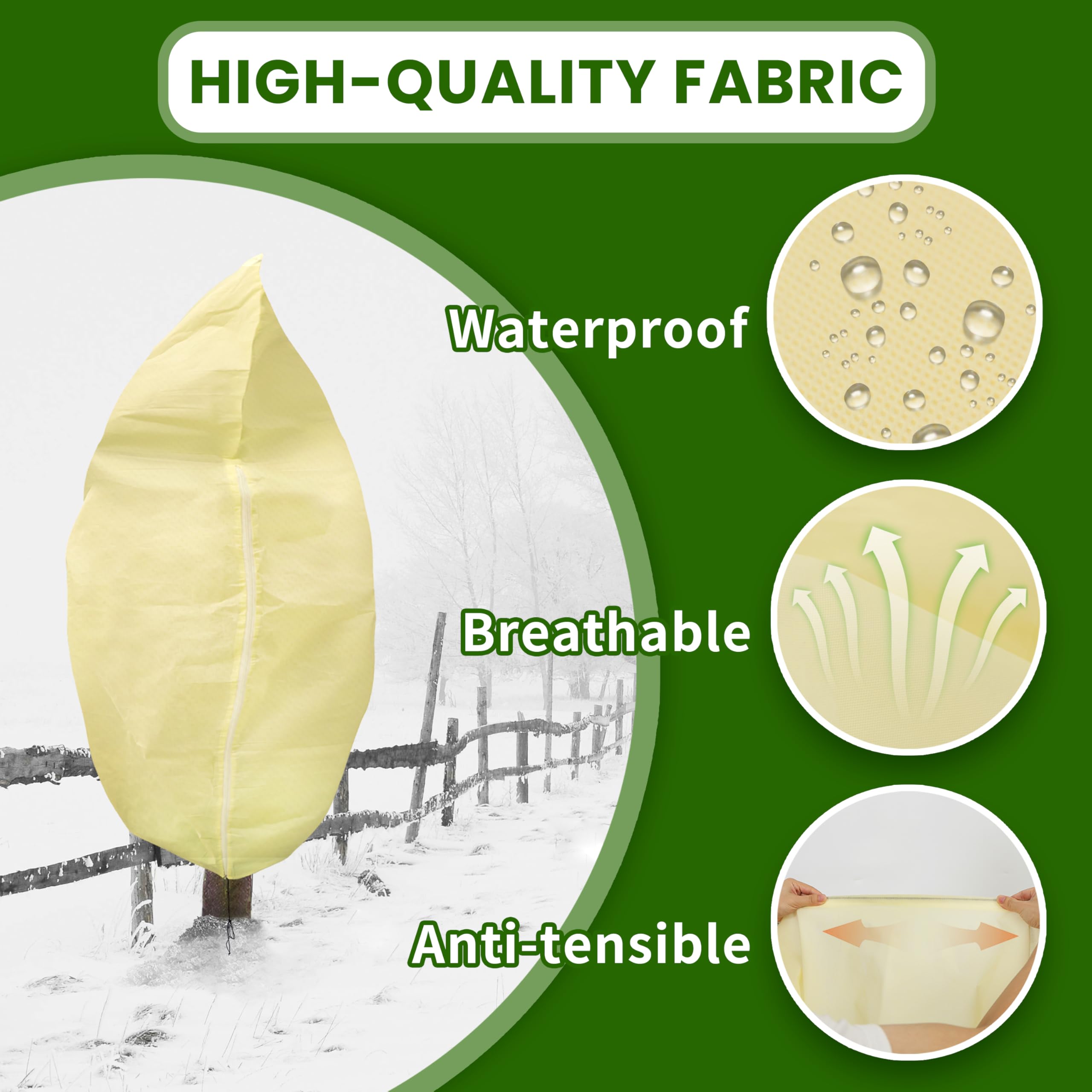 TCBWFY plant cover featuring drawstring hem to secure against wind and pests.