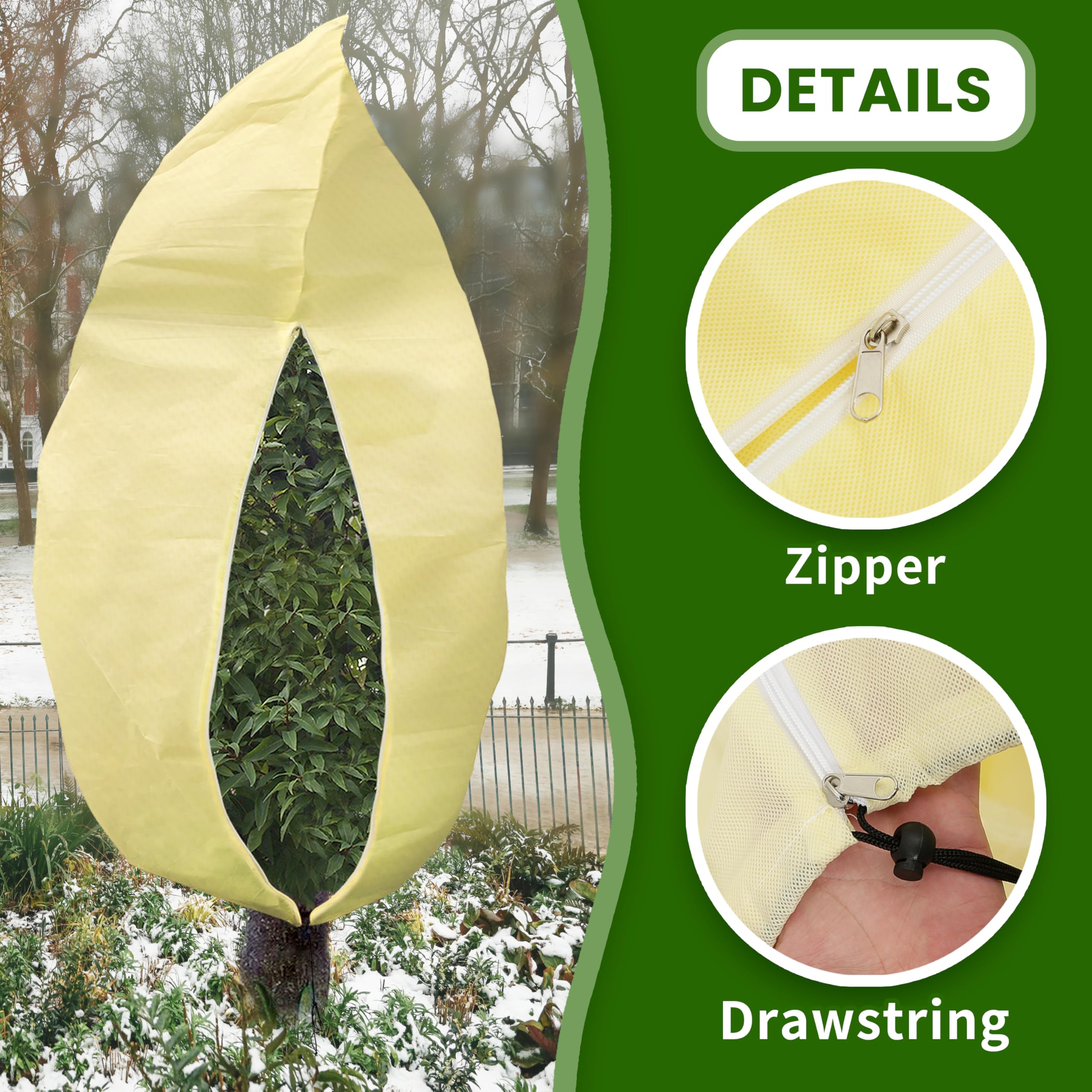 TCBWFY plant cover with full-length zipper for easy installation and removal.