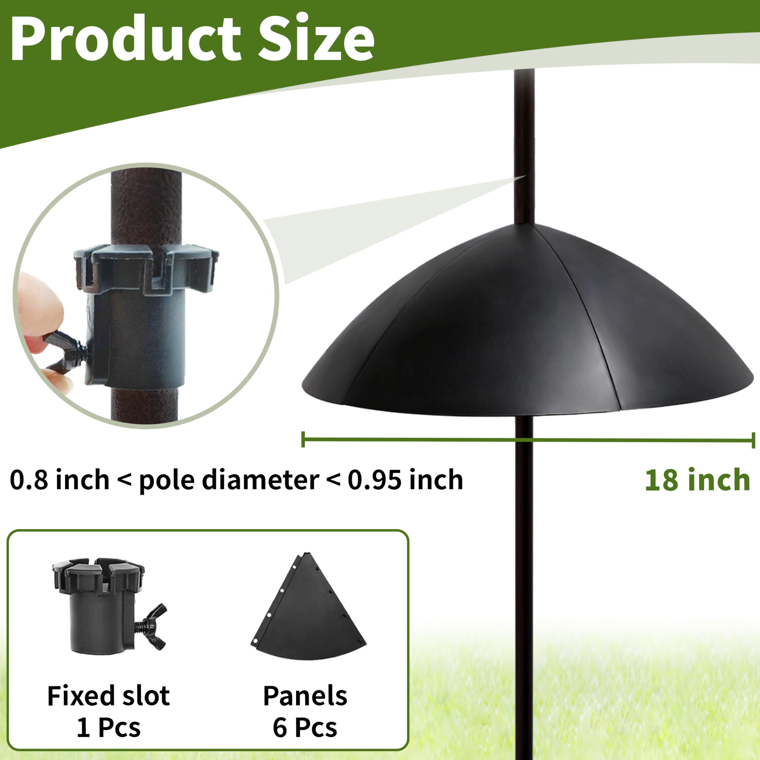 TCBWFY pole mount squirrel guard installed on a feeder pole