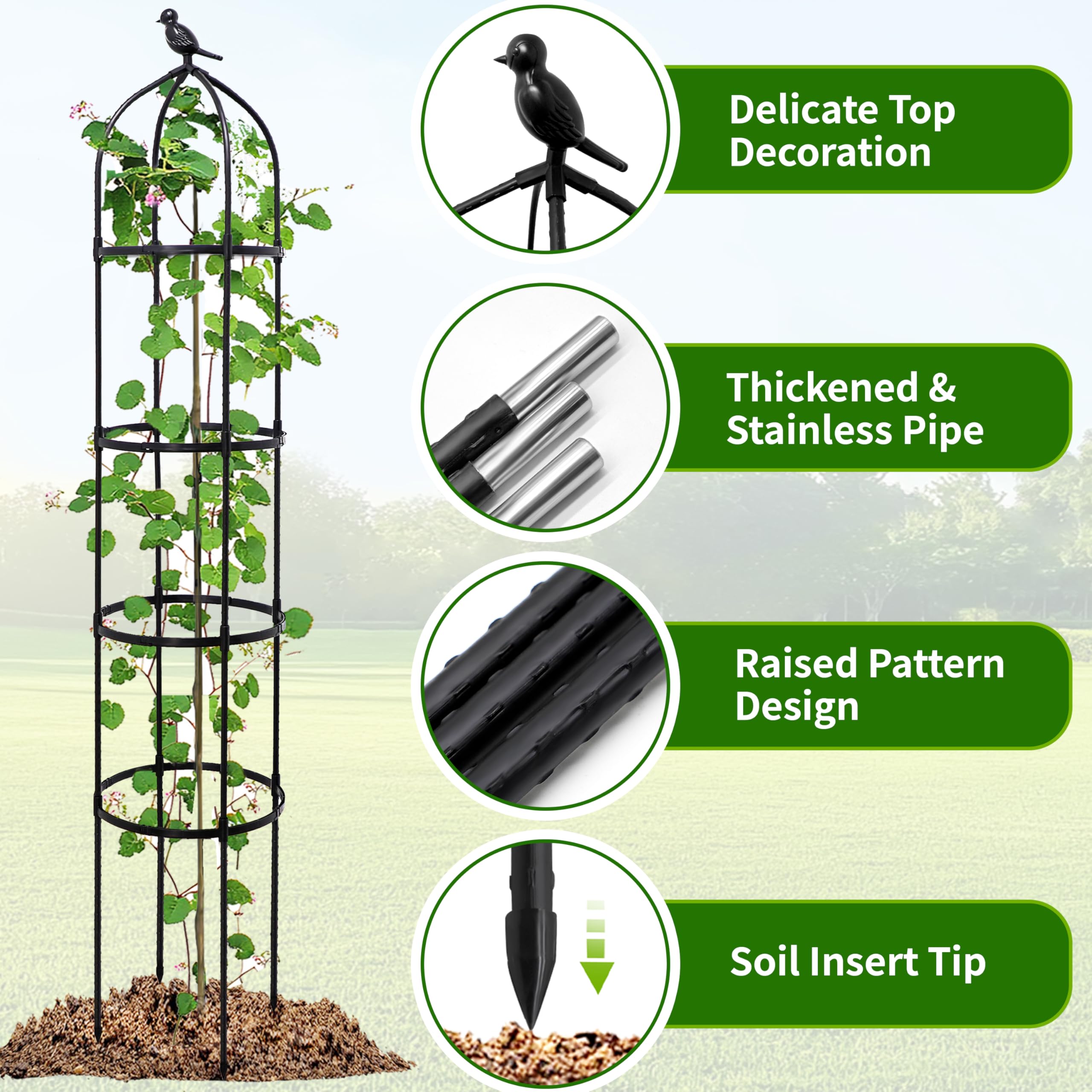 TCBWFY rustproof metal frame endures sun and rain for long-term outdoor use.