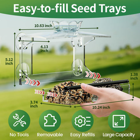 Tc-DcDM transparent bird feeder adds charm to your garden viewing.