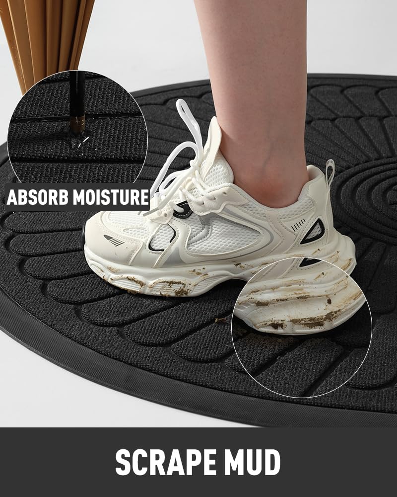 tchdio door mat back view shows durable rubber backing for slip resistance.