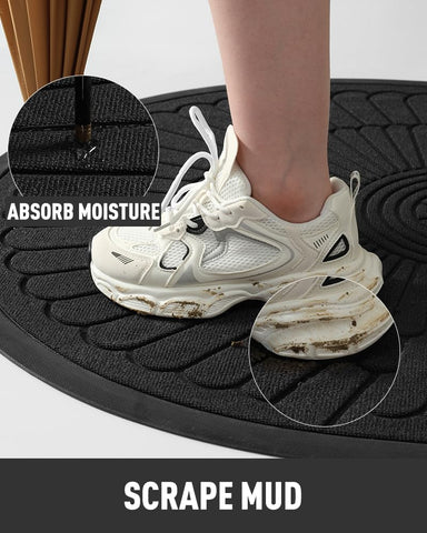 tchdio door mat back view shows durable rubber backing for slip resistance.