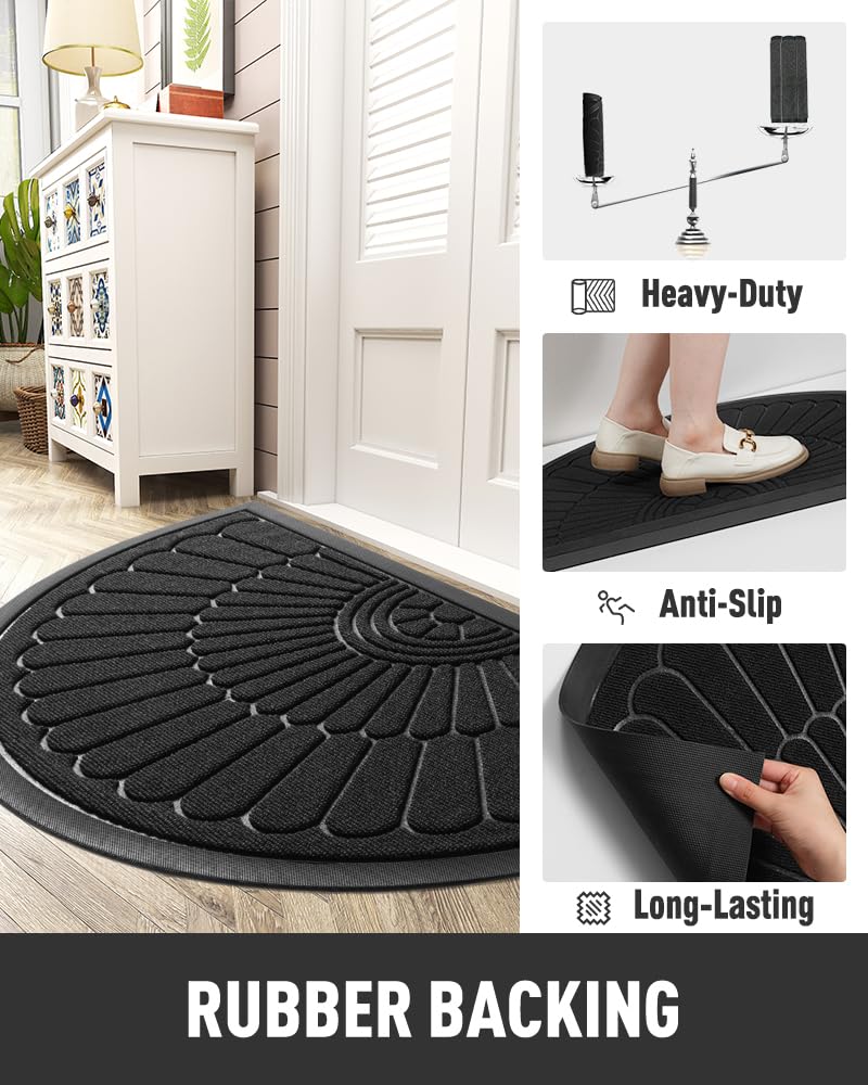 tchdio door mat beveled border prevents curling and wear.