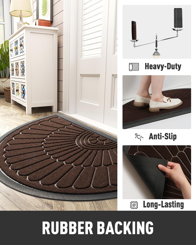 Tchdio door mat with non-slip rubber backing for stable placement