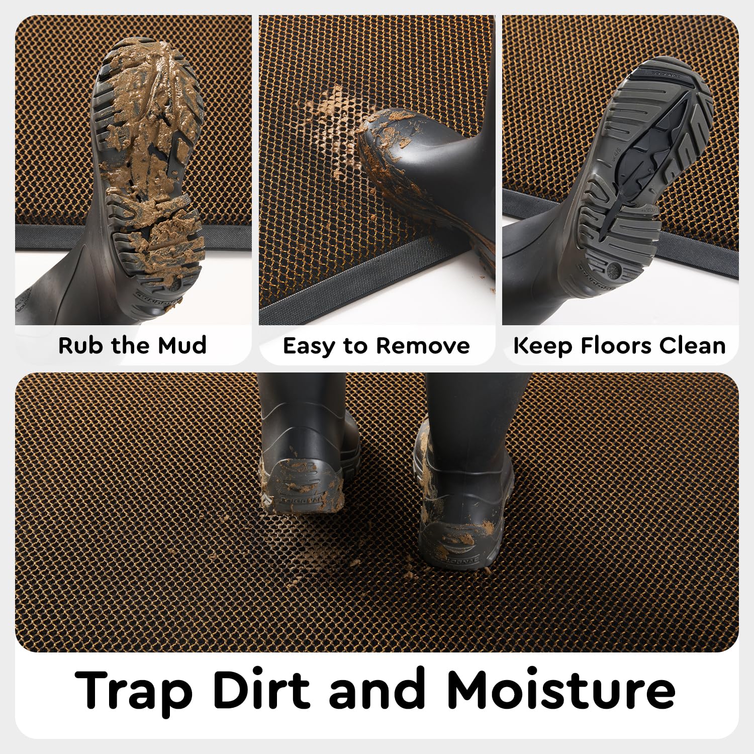 Tchdio door mat triple-layer design close-up showing durable construction and comfort underfoot.