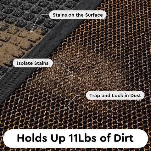 tchdio easy-clean outdoor mat resists stains and rinses clean quickly.