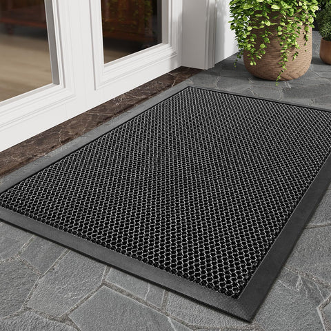 tchdio front door mat with dirt-trapping mesh keeps entry clean and welcoming