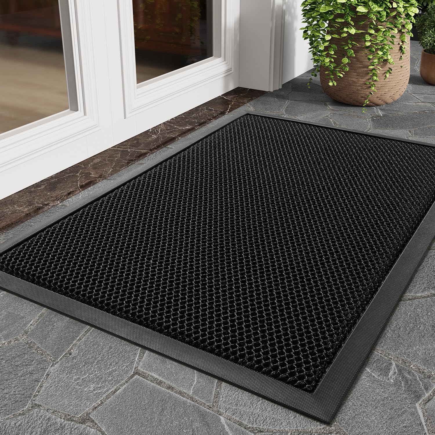 tchdio front door mat outside entrance dirt trapper keeps entry clean and welcoming
