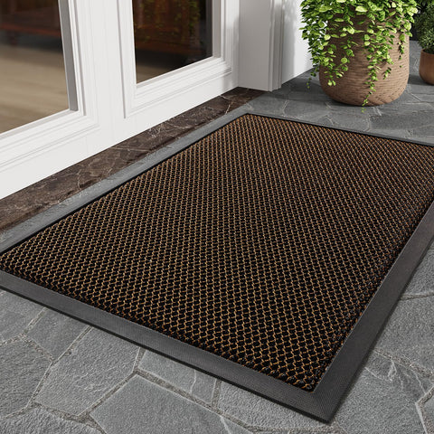 tchdio front door mat outside entrance offers durable protection against dirt.