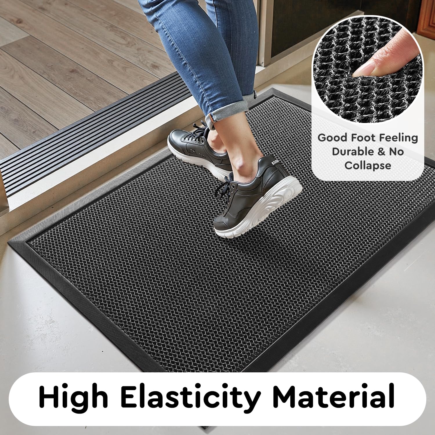 Tchdio front door mat triple-layer design enhances durability and foot comfort
