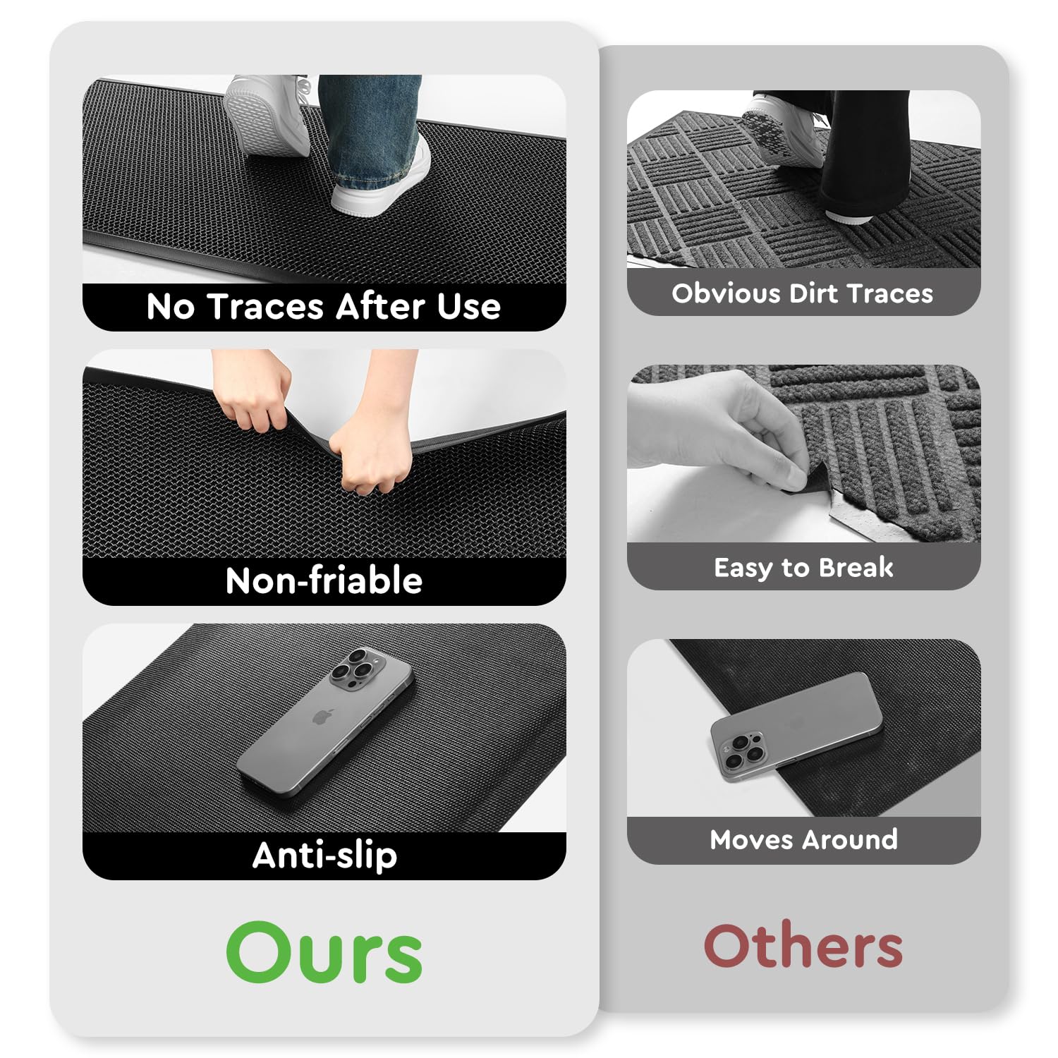 Tchdio grey 24x36 doormat provides practical outdoor protection