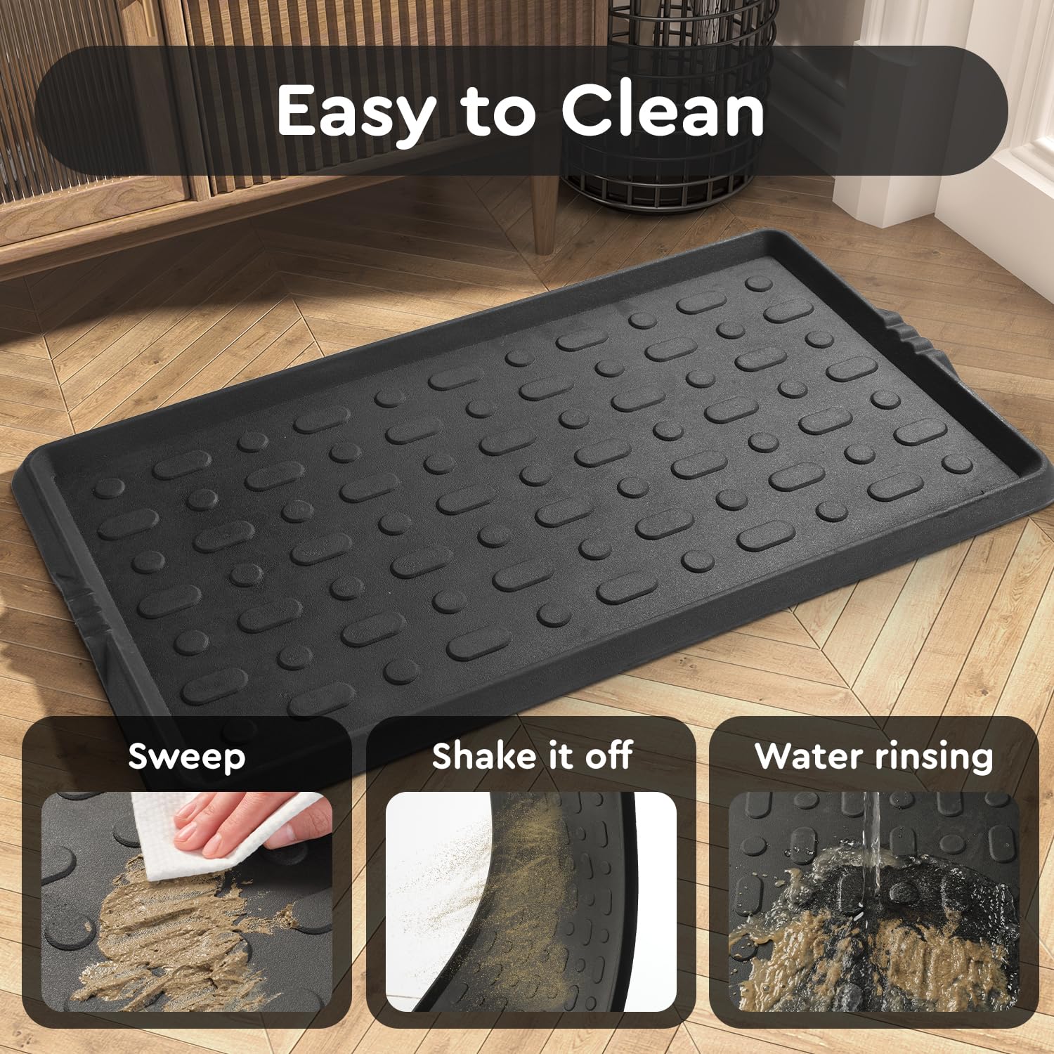 tchdio rubber boot tray raised edges keep spills contained near the door
