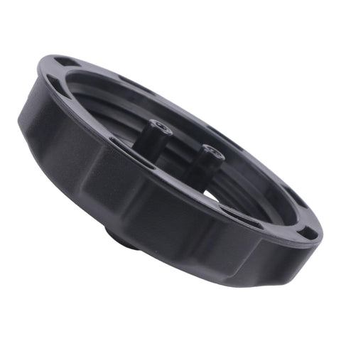 TCINDRR fuel cap side profile reveals smooth edge for quick hand tightening.