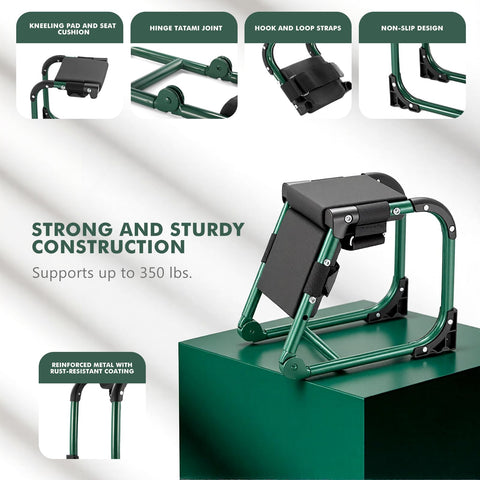 Tcoivs Ergonomic Knee Seat adjustable-kneeling-pad enables customized comfort during gardening.