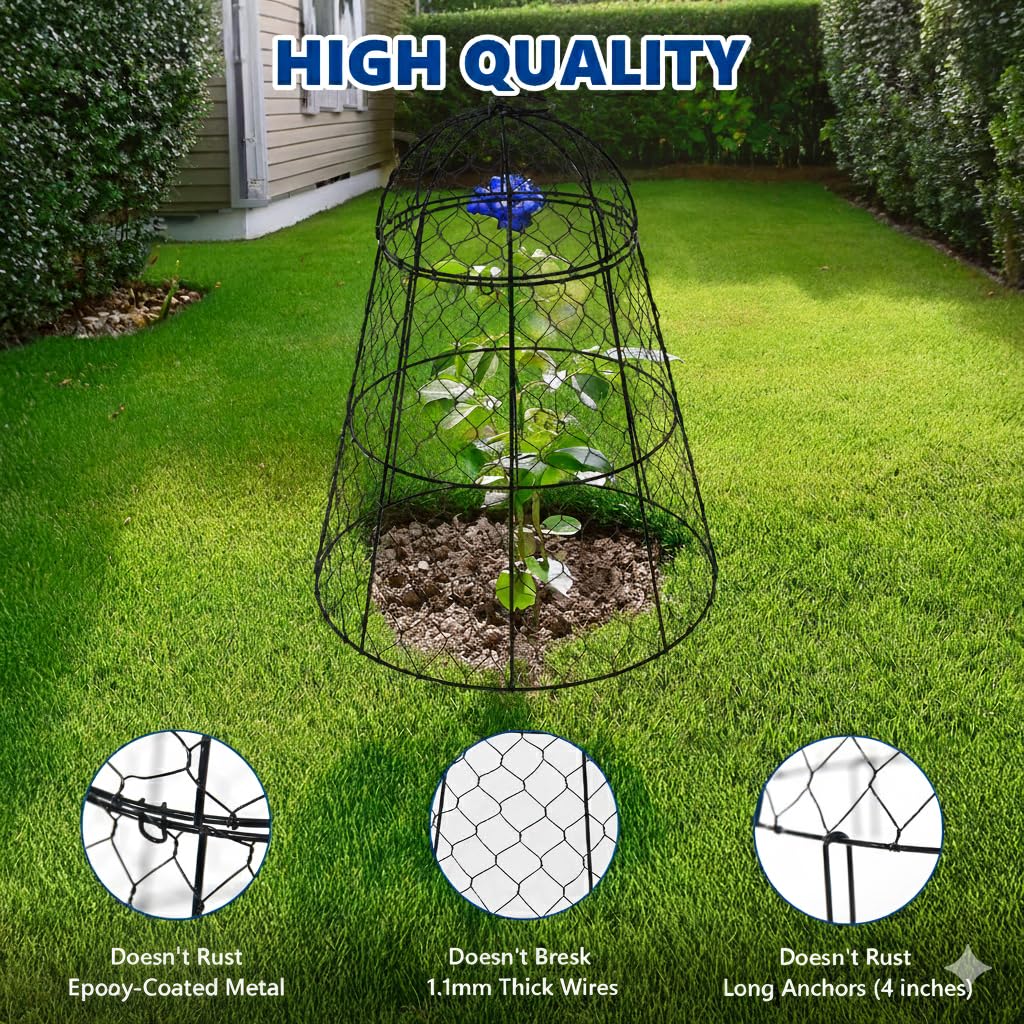 Tcomhk Garden Cloche Anchors Included, secure cloches against wind and rain.