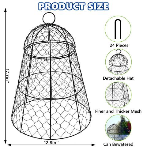 Tcomhk Garden Cloche Mesh Detail Closeup, fine wire grid keeps pests out without shading plants.