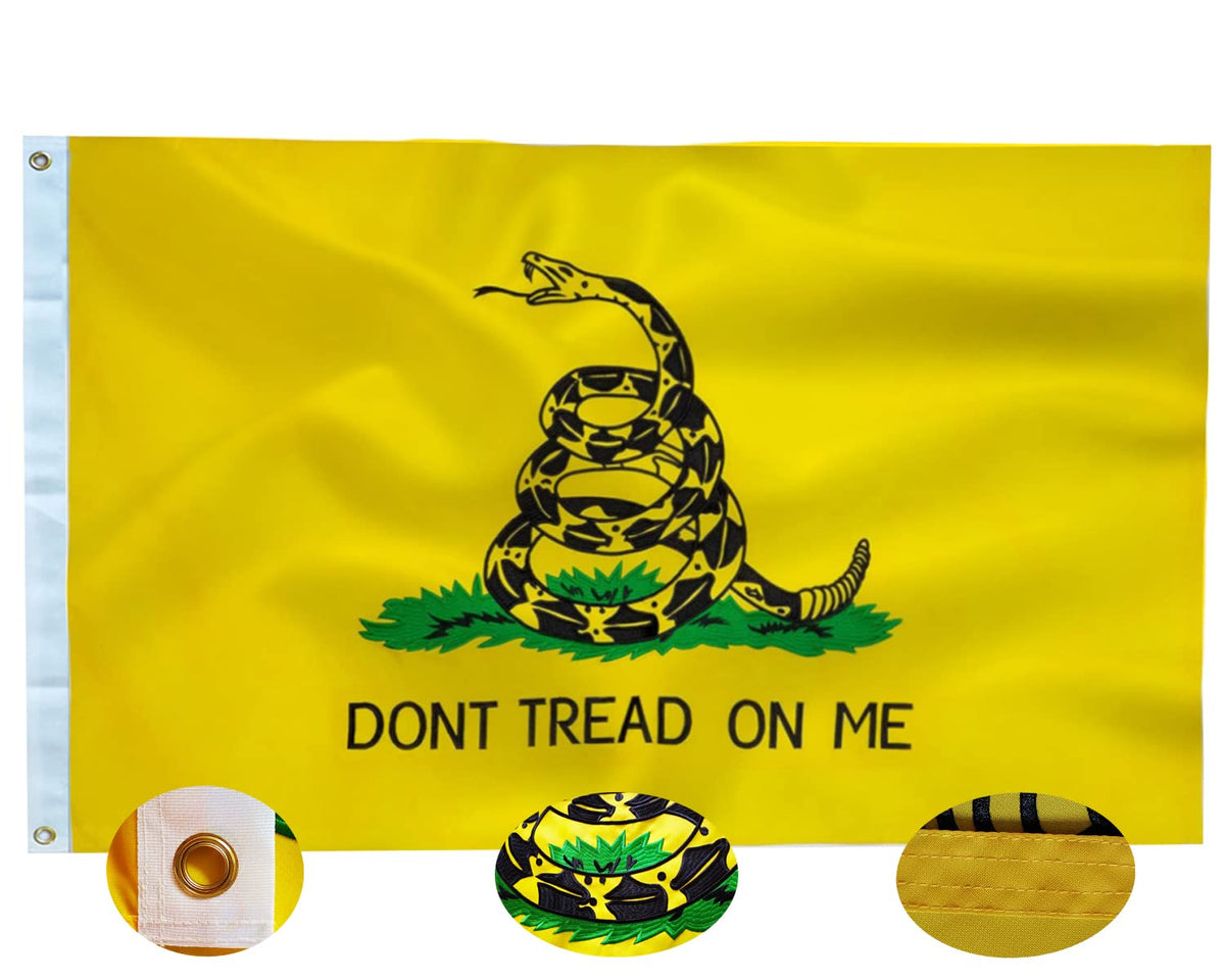 TCTOHZNG Dont Tread on Me flag 2x3ft with embroidered detail for outdoor display