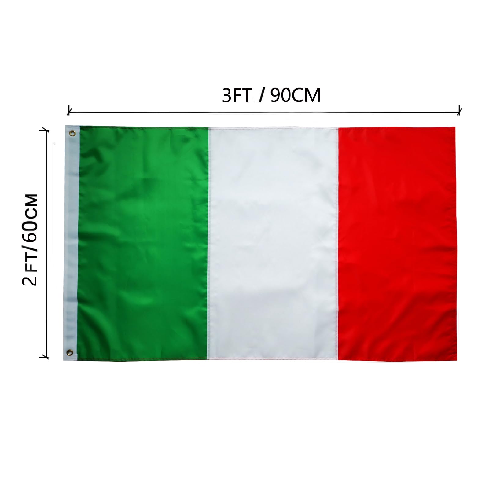 TCTOHZNG Italian flag 2x3ft outdoors ready for wind and rain.