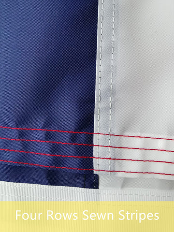 Flag ready for outdoor use, designed to resist wind and weather