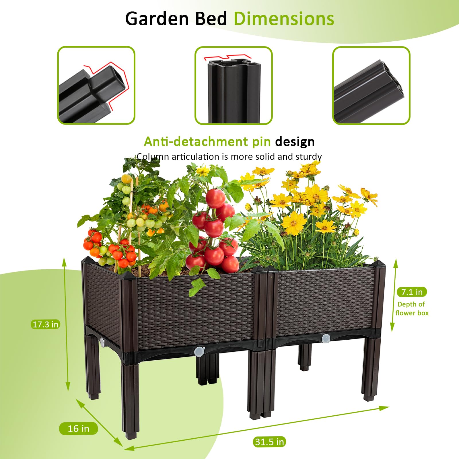 TDDSS Raised Garden Bed with Legs in use on a balcony, elevated planting accessible
