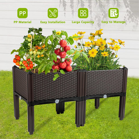 TDDSS Raised Garden Bed with Legs close-up of rattan pattern and durable material