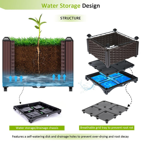 TDDSS Raised Garden Bed with Legs water tray demonstrates moisture control