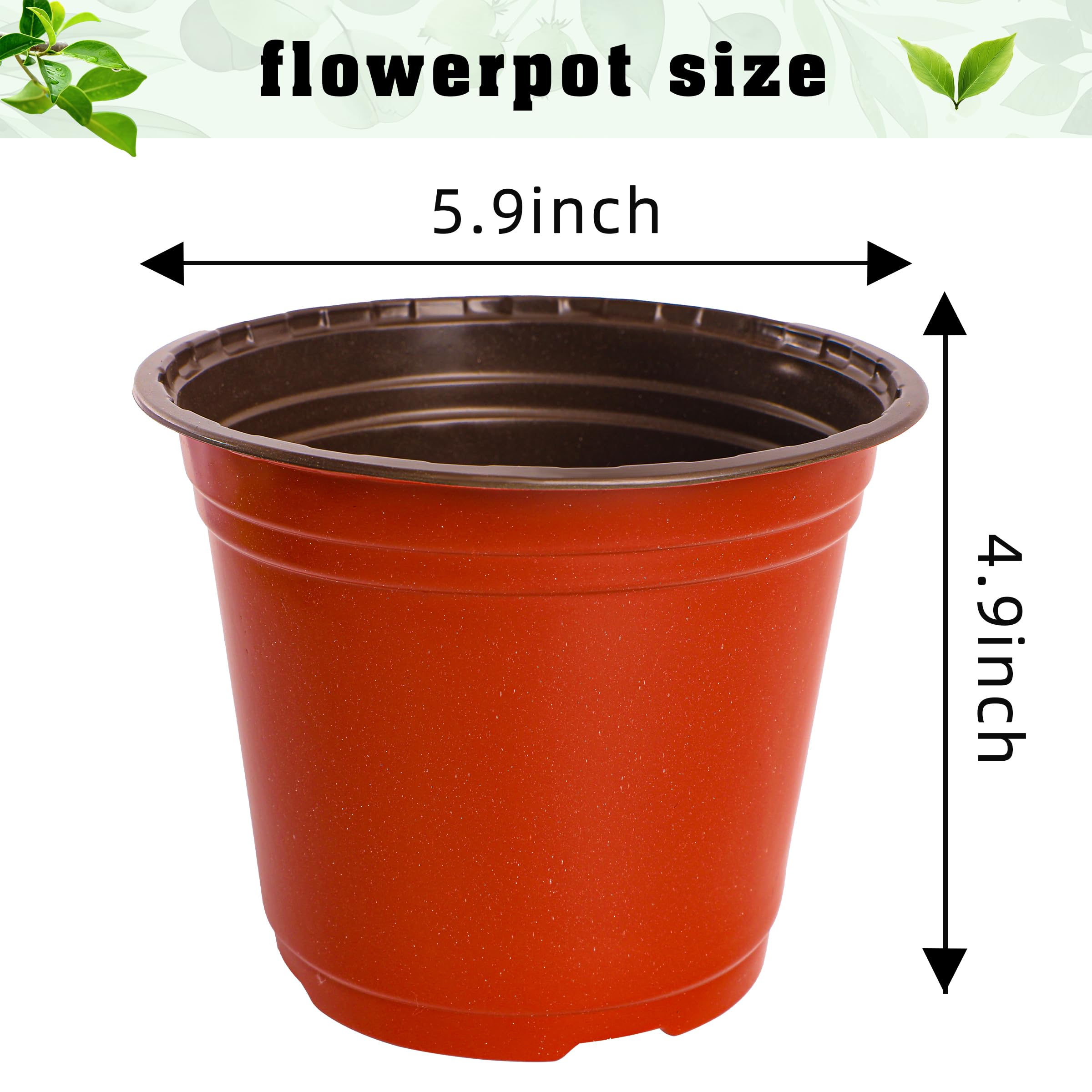 TDHDIKE 6-inch plastic pot side view in red, for durable reuse