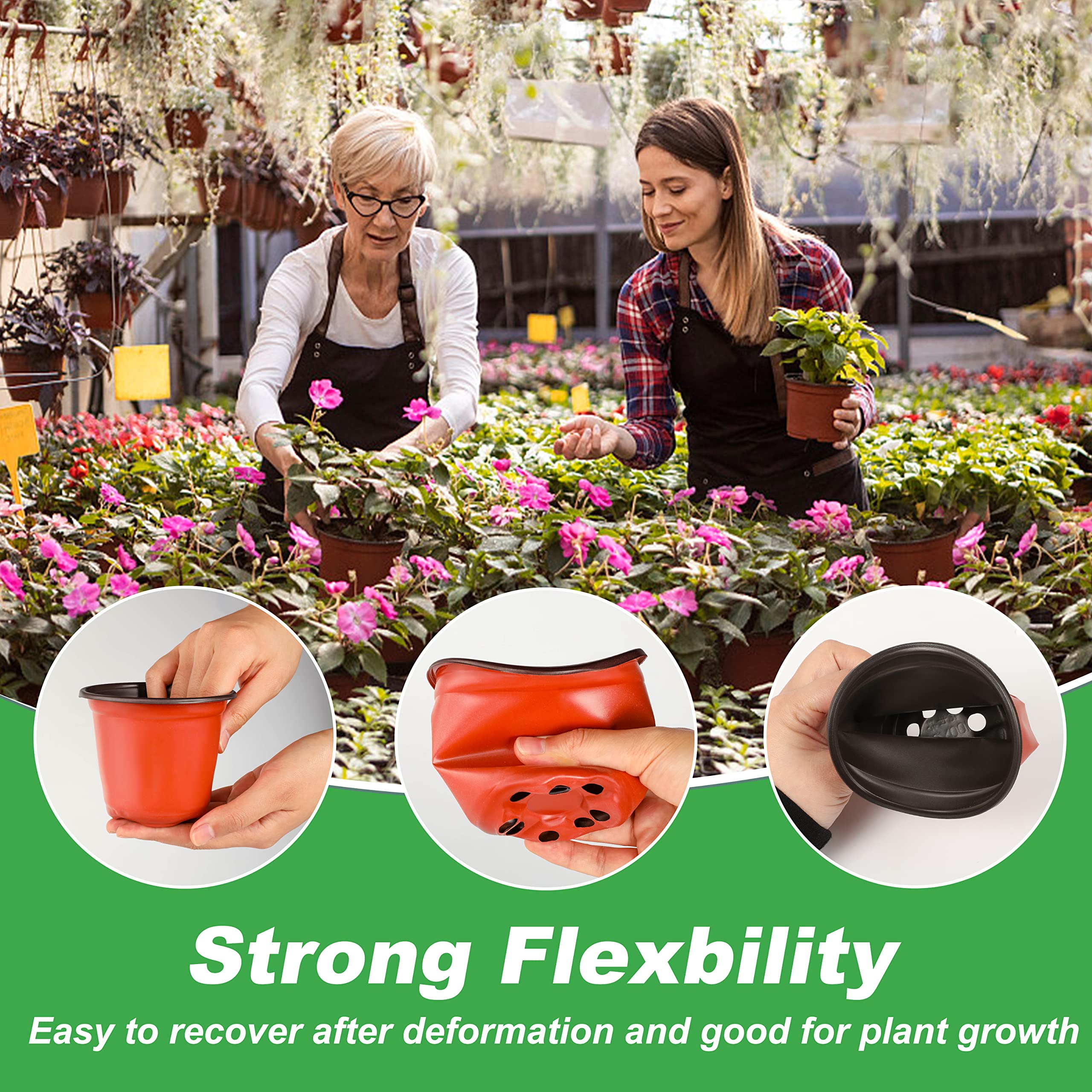 TDHDIKE durable PP plastic pots, lightweight and reusable.
