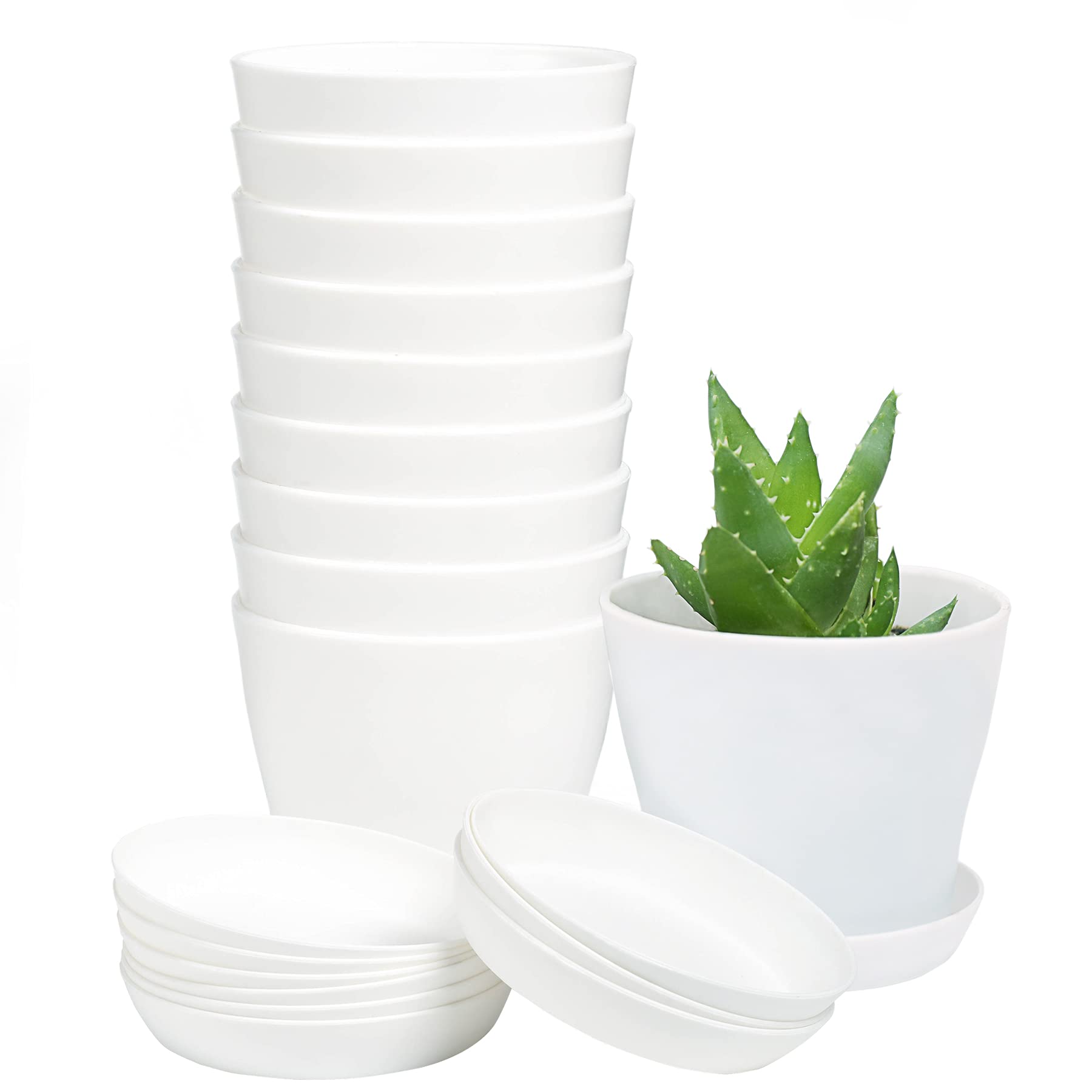TDHDIKE planter set white with trays for tidy indoor display.