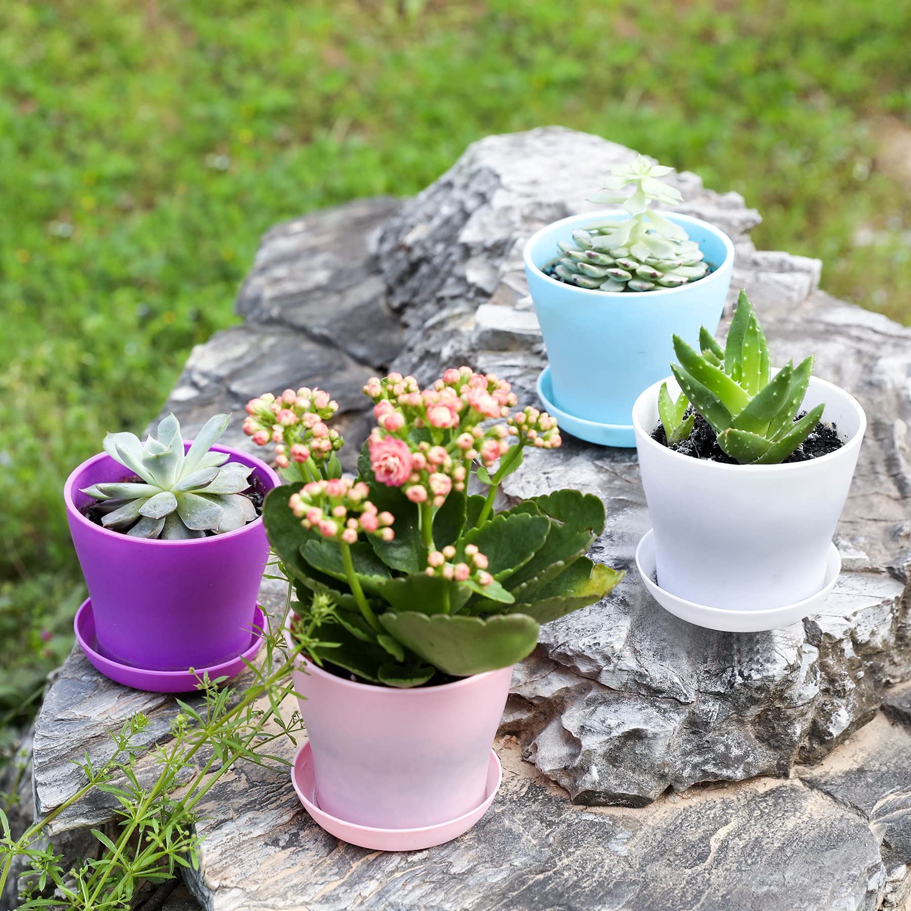 TDHDIKE stackable trays keep planters organized and space efficient