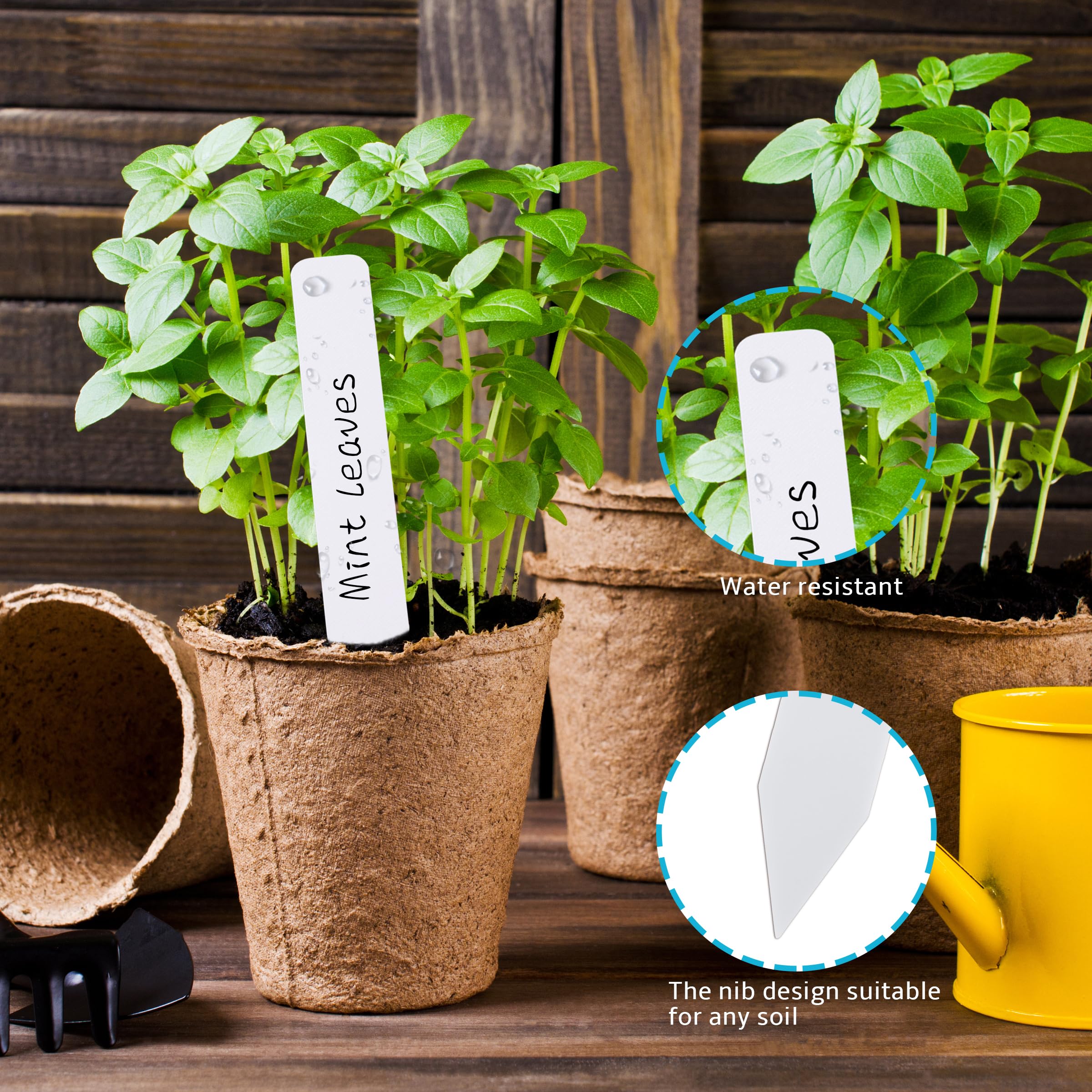 TDHDIKE waterproof plastic tags stay readable in rain and soil for garden labeling.