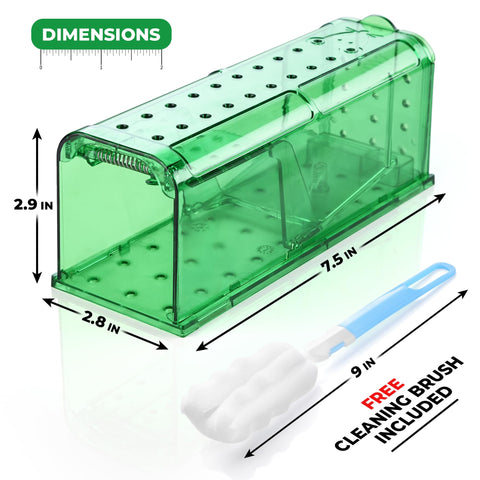 Teal Elite humane mouse trap side view highlighting easy bait access.
