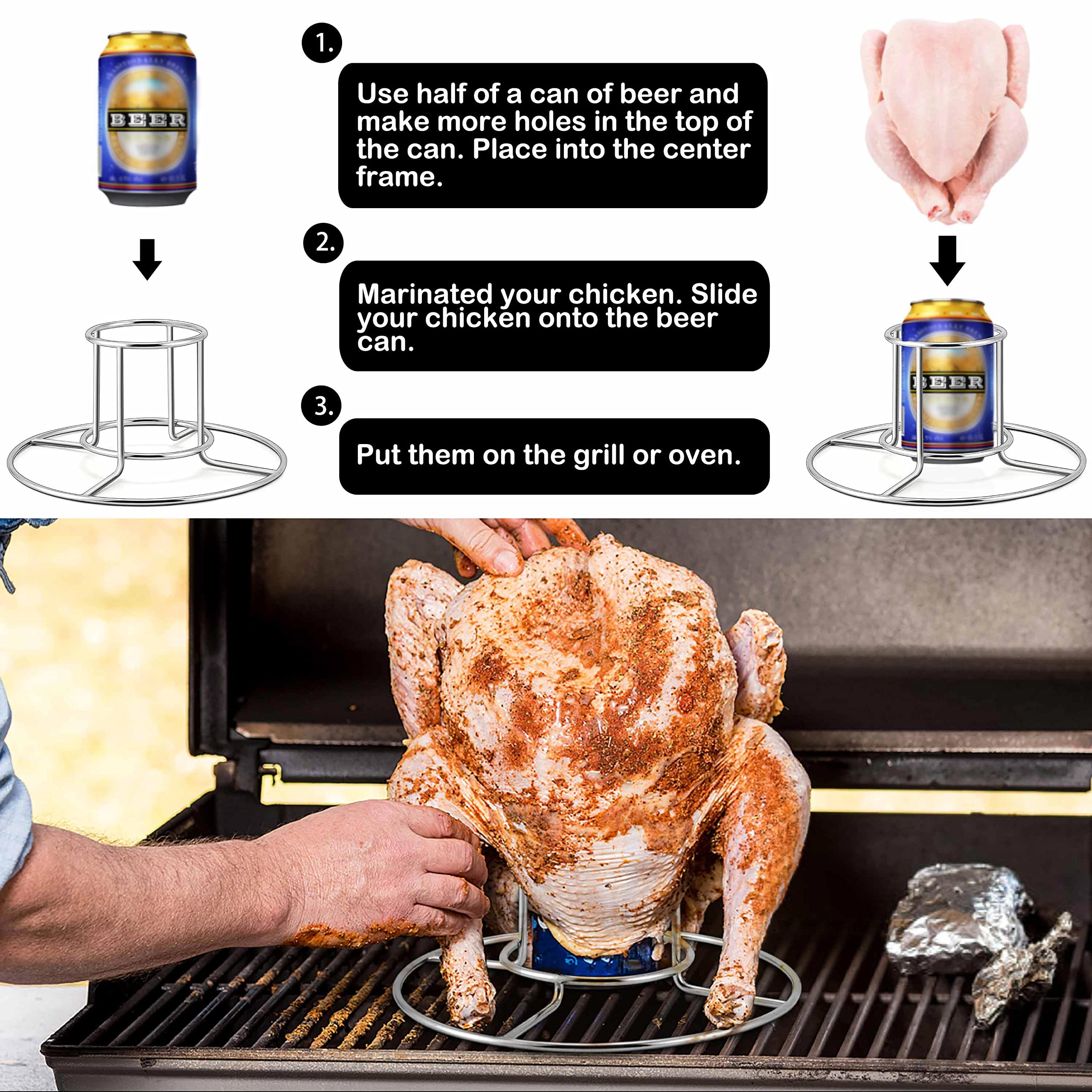 TeamFar beer-can chicken holder, durable stainless steel built to last